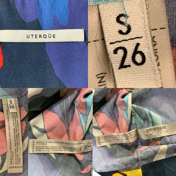 Uterque Bows And Coloured Brushstroke Print Blouse S 26 Tie Front - Picture 7 of 15